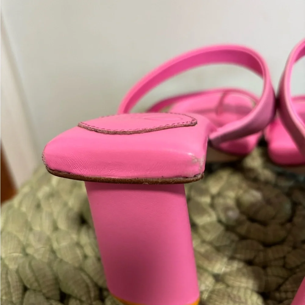 ONCEPT Monaco Prism Pink Leather Toe Loop Stappy Heel Sandals Size 8